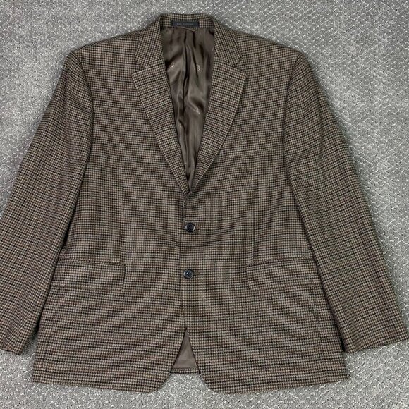 Lauren Ralph Lauren Houndstooth Blazer Sport Coat Men's 44S Brown Tweed 2 Button - Picture 1 of 15